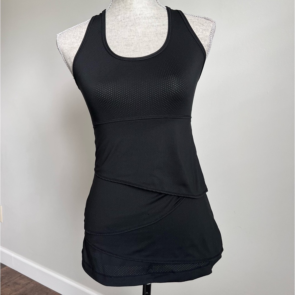 Lucy Black Tiered Racerback Athletic Tank Top XS